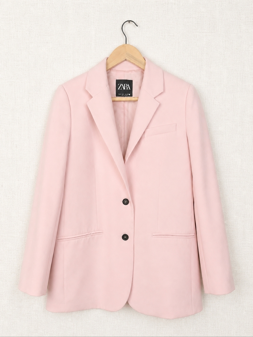 Zara Blush Pink Structured Blazer Small Tailored Minimal Chic